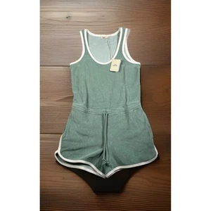 Neu mit Etikett Faherty Cabana Frottee-Strampler Damen XS Overall aqua/grau (168 $) - Bild 1 von 12