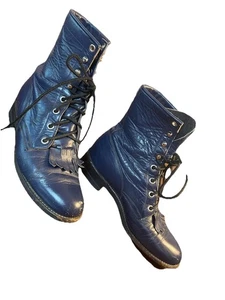 Justin L0502 Damen-Schnürstiefel blau Leder Kiltie Rodeo Roper Größe 5,5 - Bild 1 von 9