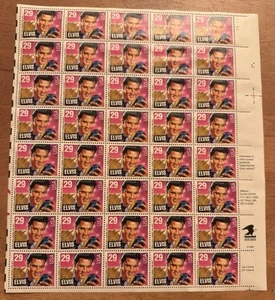 USPS 1992 Elvis Presley Briefmarken Rock & Roll - kompletter Bogen 40 - 29 Cent postfrisch! - Bild 1 von 6