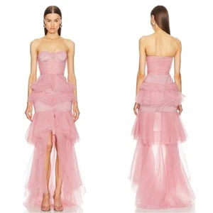 Michael Costello Alai trägerloses Stufen Tüll Maxikleid in Mauve Rosa Gr. XS - Bild 1 von 11