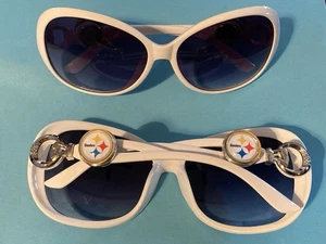 Gafas de sol Pittsburgh Steelers blancas con logotipo a presión a cada lado (1 par) fútbol americano - Imagen 1 de 3