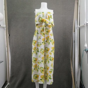 Socialite Jumpsuit Womens XL Lemon Print Strapless Wide Leg Bow Front Summer - Picture 1 of 21