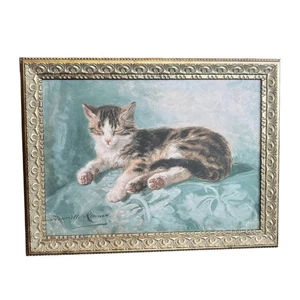 Elegant Framed Reproduction Henriette Ronner-Knip "Cat Nap" by Petal Lane - Picture 1 of 11
