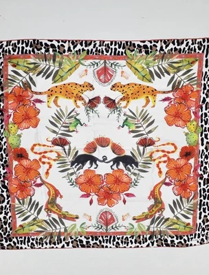 RARO Bufanda FURLA Vintage Seda Animales Tropicales Hecha en Italia Dobladillos Enrollados a Mano Foto 1 de 4