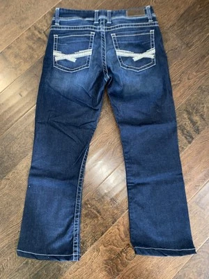 Fivela jeans BKE tamanho 28 estilo Dakota leitura* lavagem escura elástica bainha até 25 Capri - Imagem 1 de 4