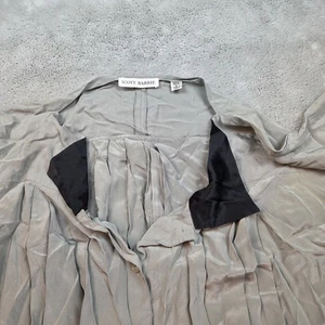 Blusa de seda Scott Barrie de colección para mujer talla 6 gris plisada manga 3/4 abotonada - Imagen 1 de 6