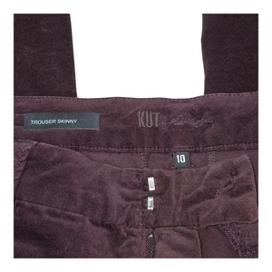 Kut From The Kloth Trouser Skinny Pant Womens 10 Plum Purple Velvet Stretch - Picture 1 of 11