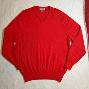 Daniel Cremieux Maglione 100% Cashmere Uomo Grande Scollo V Manica Lunga Rosso - Foto 1 di 7