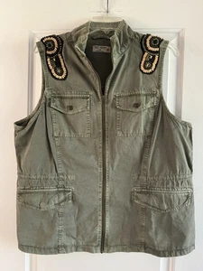 Rüschen behauene Weste Damen Übergröße 1X Kordelzug Cinch mehrere Taschen - Bild 1 von 6