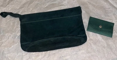 Bolso sin asas vintage de gamuza verde esmeralda con bolsa pequeña con broche a presión Foto 1 de 4