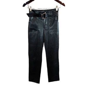Superdown Chanice Kunstleder High Rise Buckle Ankle Pant in Schwarz Damen XXS - Bild 1 von 9