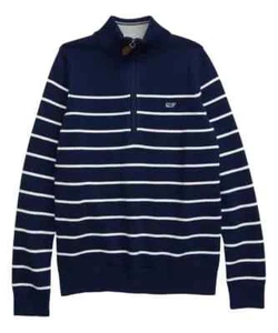NUEVO Niño Vineyard Vines Suéter Azul Marino, Rayas Blancas 1/4 Cremallera Azul Marino XL (18) - Imagen 1 de 2