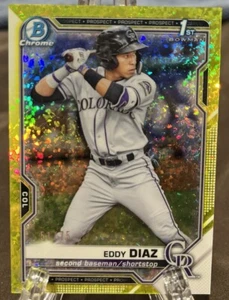 2021 Bowman Chrome Prospects Gold Diamond Glitter Refractor /75 Eddy Diaz - Picture 1 of 3