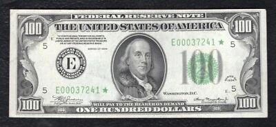 FR. 2152-E* 1934 $100 *STAR* FRN FEDERAL RESERVE NOTE RICHMOND, VA ABOUT UNC - Image 1 of 2