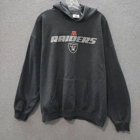 Oakland Raiders Men Hoodie XL Gray NFL Graphic Sweater Pullover READ Cover