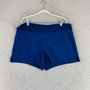Catalina Casual Pull On Shorts Women's Plus 1X Blue High Rise Lined Stretch - Picture 1 of 7