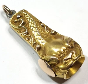 Vintage Repousse 14k yellow Gold Cigar Cutter Fob 7.5 grams 1.5" long - Picture 1 of 5