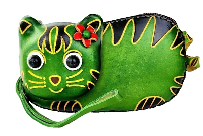 Cartera billetera de cuero CAT Coin con solapa de cuero Foto 1 de 4