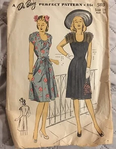 Vintage 1940s DuBarry Pattern 5813 Size 14 Bust 32 Misses’ Dress Complete - Picture 1 of 8