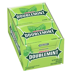 Wrigleys Doublemint 10 Packs Chewing Gum 15 Sticks Per Pack Original USA Gum - Picture 1 of 6