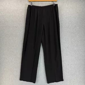 Eileen Fisher Size Petite Medium PM Pants Black 100% Silk Straight Leg Pull On - Picture 1 of 13