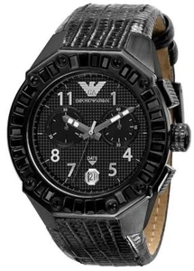 Emporio Armani Uhr Herren Geschenk bequem schwarzes Armband UVP 379£! AR0668 - Bild 1 von 4