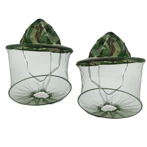 2x Camouflage Beekeeping Beekeeper Anti-mosquito Bee Bug Insect Fly Mask Cap Hat - Picture 1 of 11