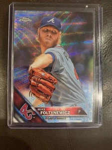 2016 Topps Chrome Mike Foltynewicz Blue Wave Refractor #67/75 Braves - Picture 1 of 2