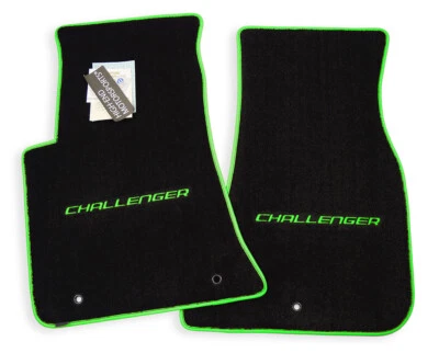 Dodge Challenger Floor Mats SXT R/T SRT GO GREEN Premium 32oz Upgrade Quality - Image 1 of 3