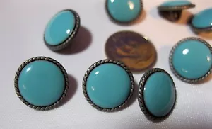 BUTTONS 8 PIECES Turquoise Rope Round buttons NEW 1/2" across - Picture 1 of 2