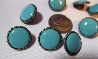 BUTTONS 8 PIECES Turquoise Rope Round buttons NEW 1/2" across - Image 1 of 2