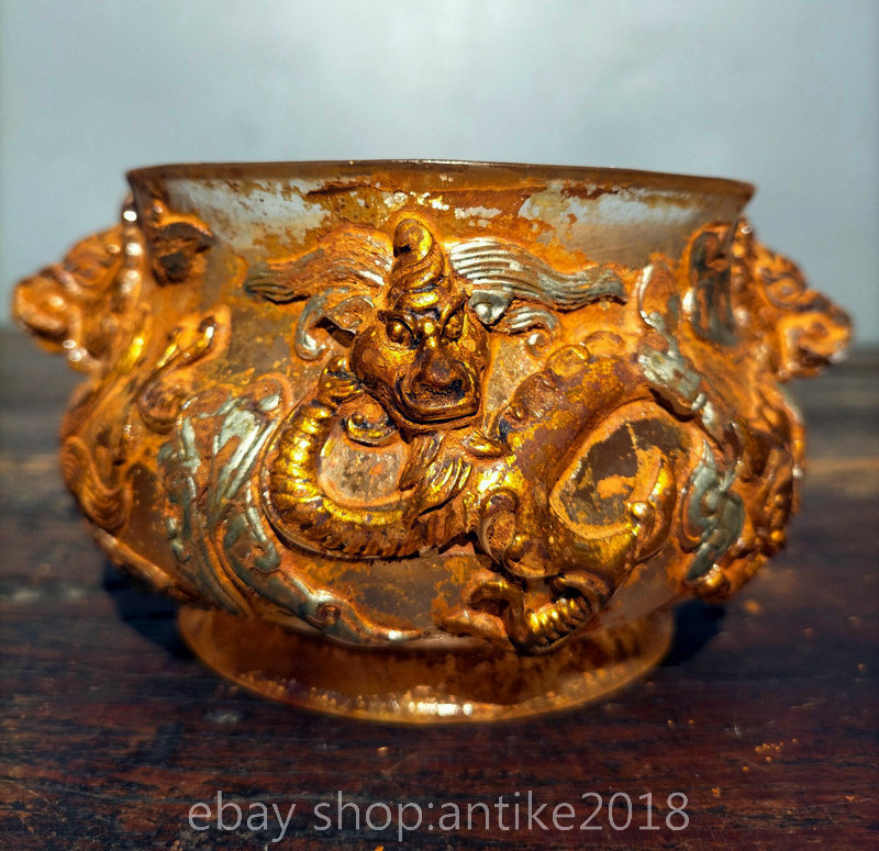 中国　古銅　花文　双耳蓋爐　香炉　M　3921 中国 古銅 花文 双耳蓋爐 香炉 M 3921