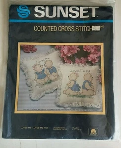 Versiegeltes gezähltes Kreuzstich-Set Sunset Designs 1984 Bär Bären Kissen 2-seitig - Bild 1 von 2