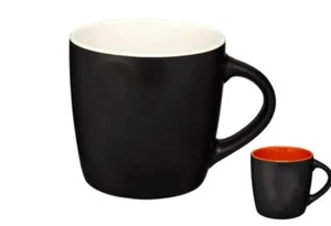 Tazza in Ceramica Cotta Colore Nero Finitura Opaca bordo Rosso 350ml - Foto 1 di 5