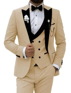 Royal blue Men Suits Slim Fit 3 Piece Double Breasted Suit Men Wedding Prom - Picture 1 of 164