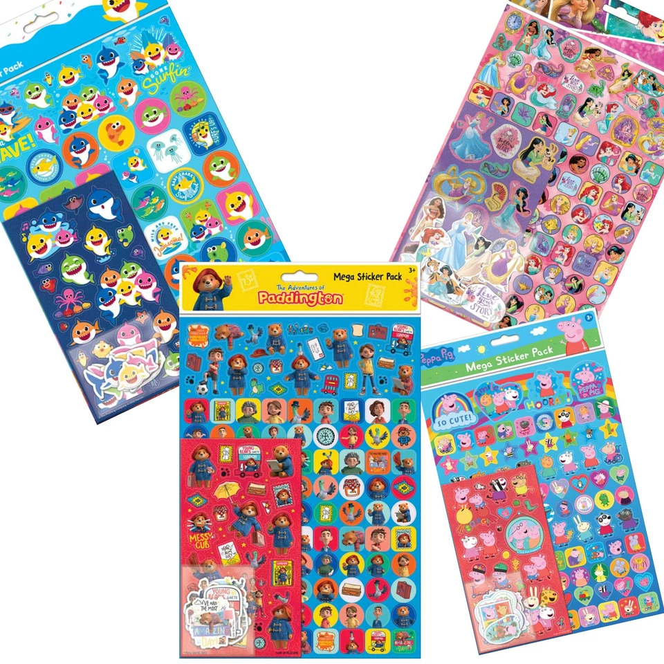 Disney Princess Mega Pack Stickers PEPPA PIG PADDINGTON BEAR BABY SHARK CHOOSE