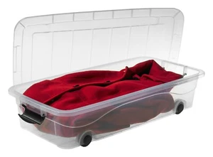 Aufbewahrungsbox mit Deckel aus Kunststoff mit Räder 30 Ltr.  transparent - Bild 1 von 5