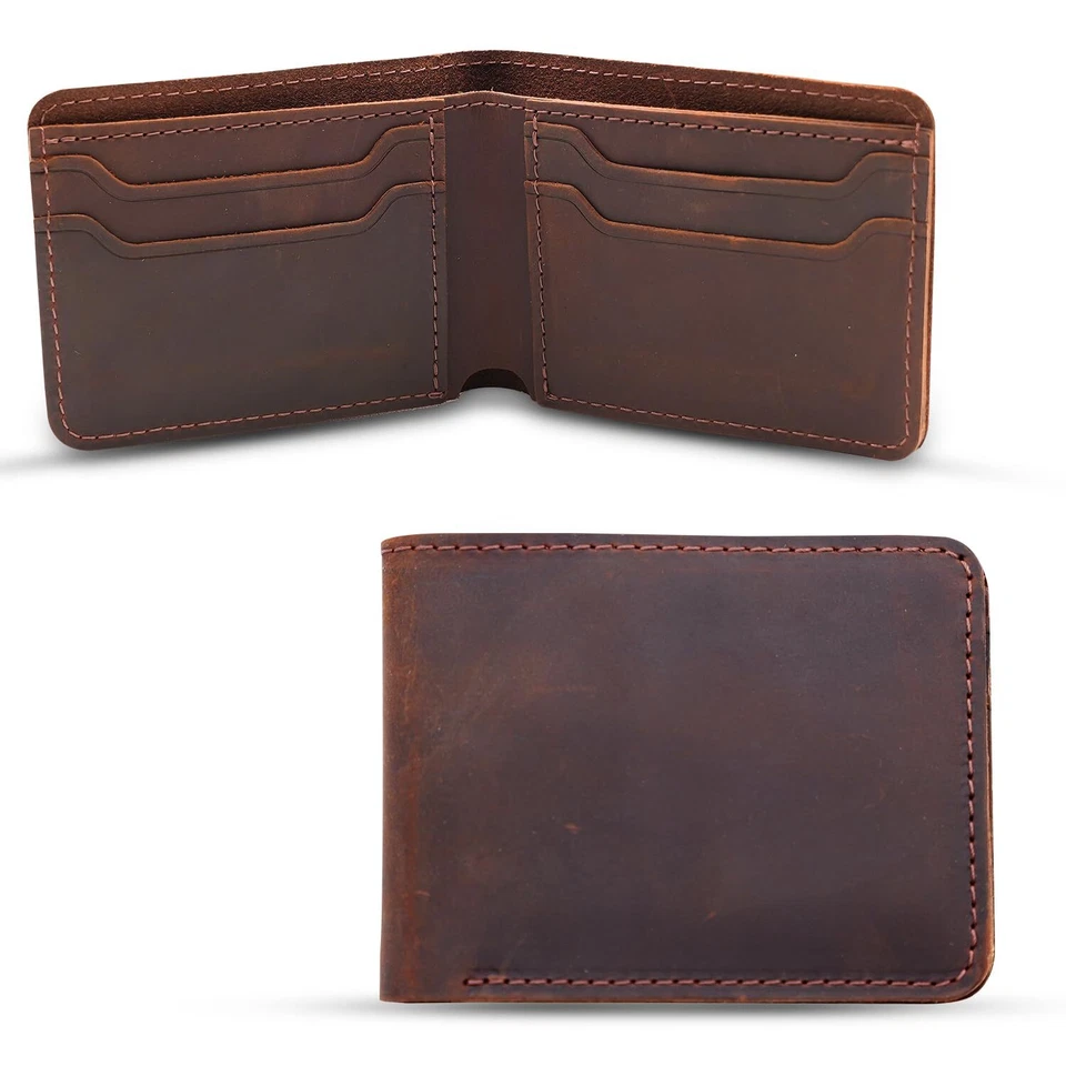 Genuine Leather Wallets for Men Handmade Distressed Bifold Men's Wallet