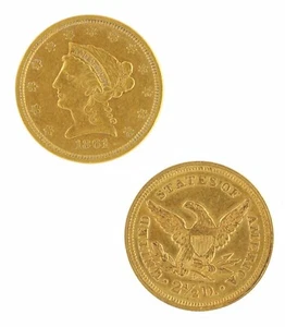 2,5 $ Quarter Eagle Liberty Head XF Rohgold (zufälliges Jahr) - Bild 1 von 2