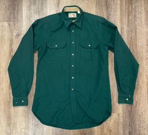 Vintage Cabelas Mens Sz L Large Long Sleeve Button Shirt Green Work Hunting - Picture 1 of 6