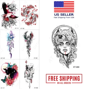 Temporary Tattoos Body Arm Tattoo Sticker Half Sleeve Fake Waterproof - Picture 1 of 43