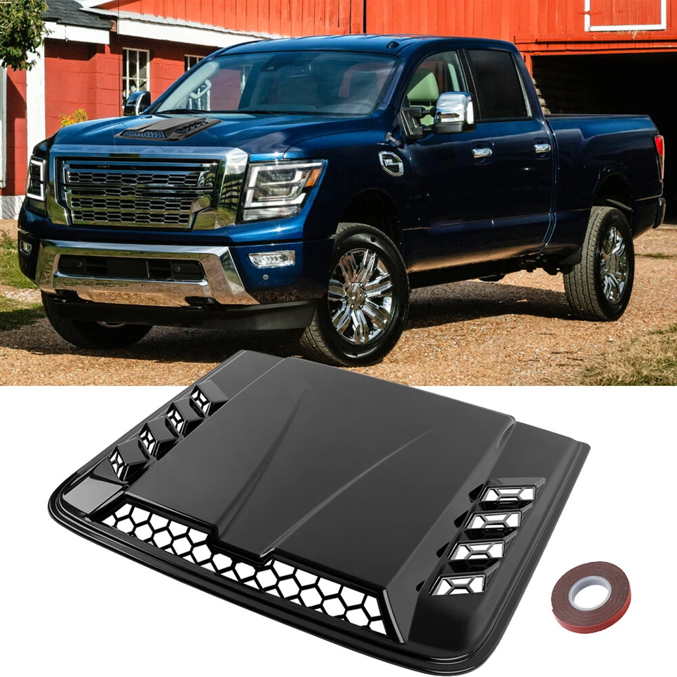 Glossy Air Flow Intake Hood Scoop Bonnet Vent Cover Decor Trim For Nissan Titan - Image 1 of 4