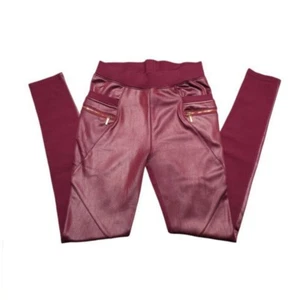 Julia Maroon Coated Leggings Womens Size L - XL High Rise - Picture 1 of 5