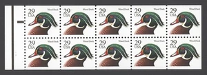 1991 US Scott #2484a, 29c Wood Duck Booklet Pane of 10 UNFOLED Plate#1111 - Picture 1 of 1