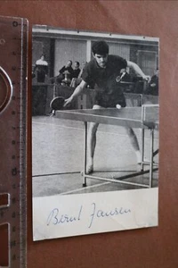 grande vecchia cartolina Bernt Jansen giocatore di ping pong firma originale - Foto 1 di 2