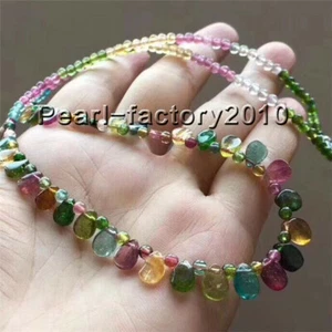 Genuine Natural Colorful Tourmaline Crystal Round Bead Necklaces - Picture 1 of 4