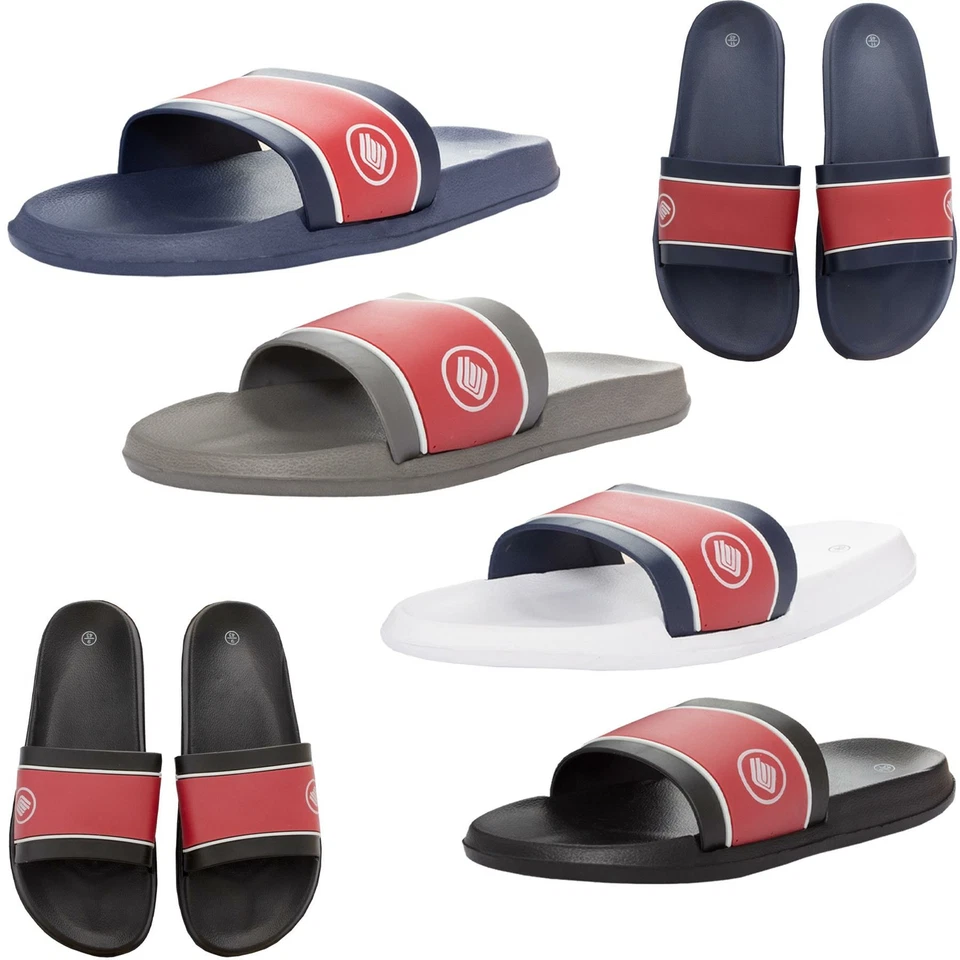 Enzo Herren Slider Slipper Sommer Flip Flops Pantoletten Urlaub Strand Sandalen