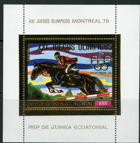 Guinea Equatorial 1976 Olympic Games J.O.Montreal Jumping Gold Foil Bloc 226 Cover