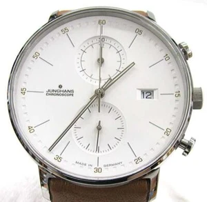 JUNGHANS Max Bill Chronoscope 041/4774.00 Sapphire Glass Used Good Condition - Picture 1 of 14