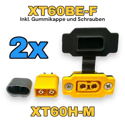 ✅ 2 Paar XT60BE-F Einbaustecker + XT60H + Gummikappe + Schrauben XT60 Stecker ✅ - Bild 1 von 4